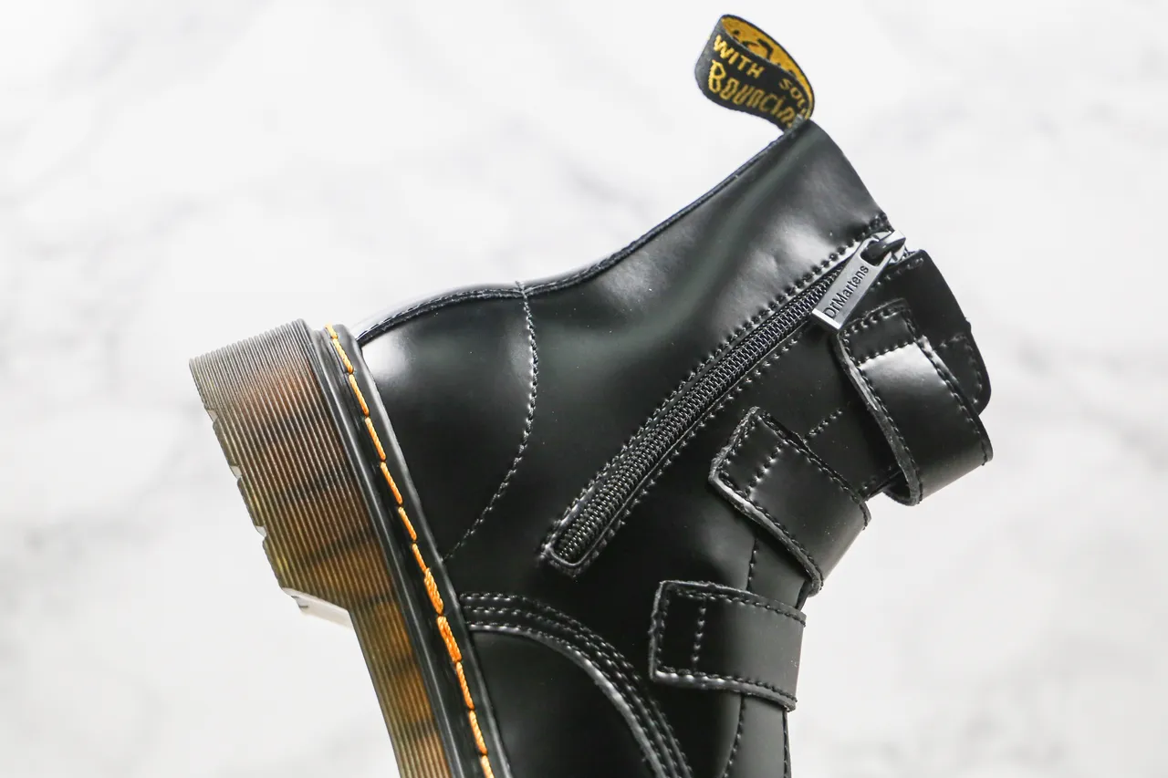 Dr. Martens 1460 Bex Black Three-Buckle Ankle Boots 6