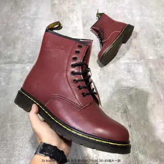 Dr. Martens 1460 बर्गंडी चिकनी चमड़ी मार्टिन बूट्स