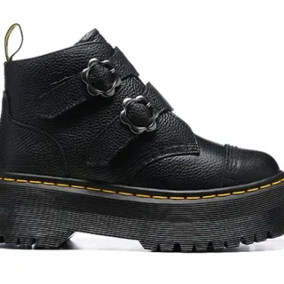 Dr. Martens Jadon Platform काले ग्रेन लेदर की एंक्ल बूट