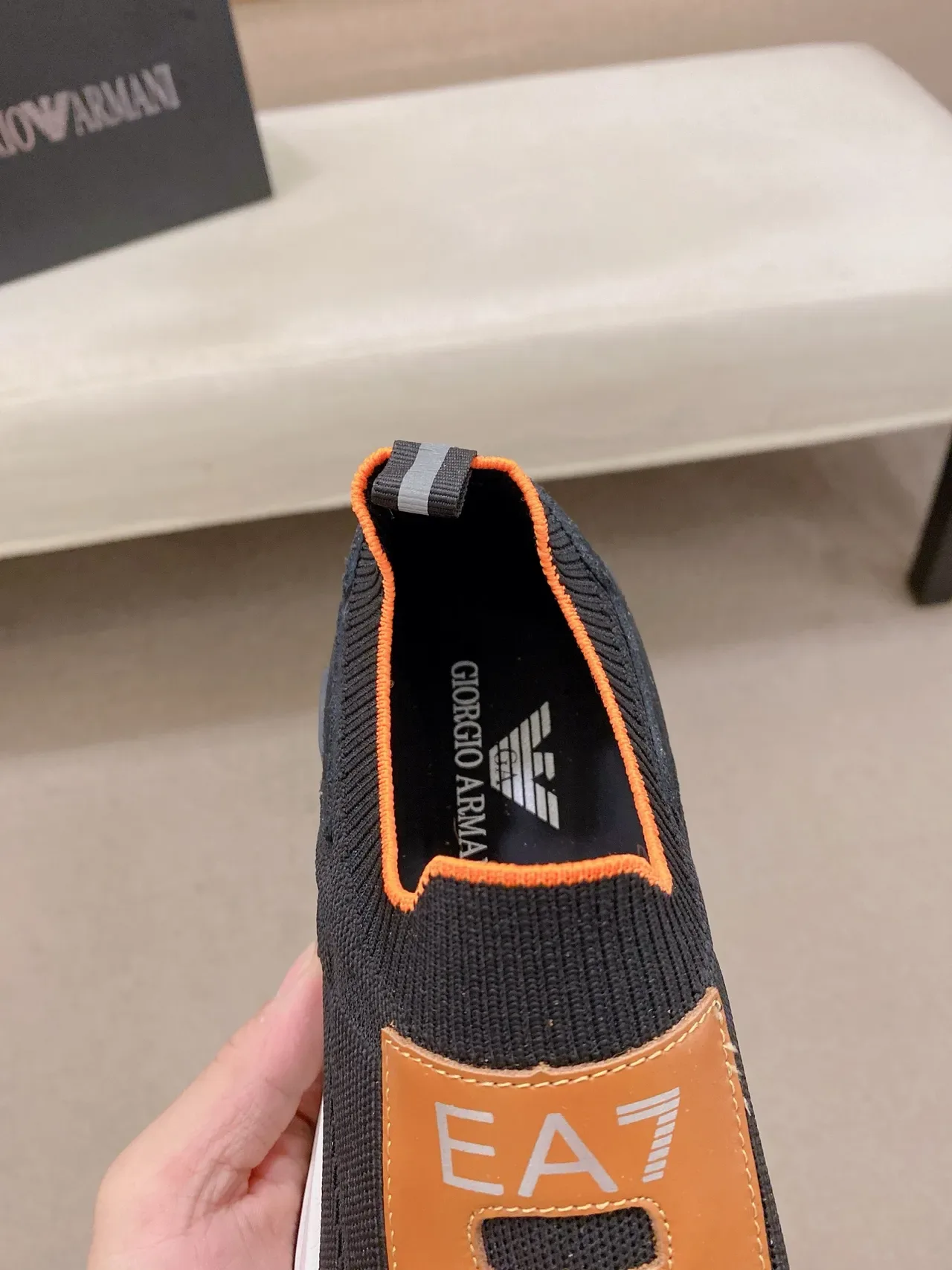Emporio Armani أسود بني سليب أون أوبر كيت أسلوب حياة سنيكرز 4