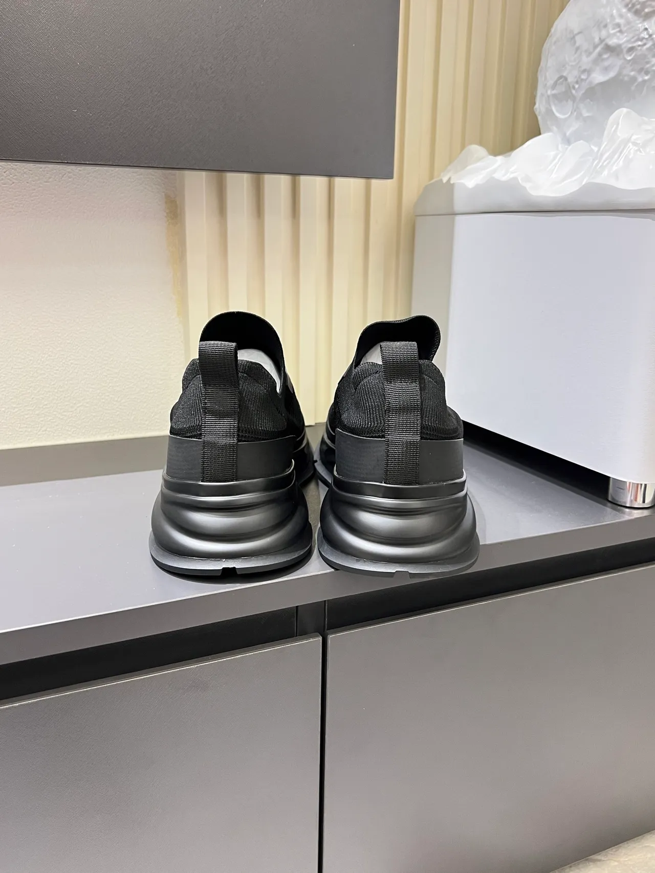 Emporio Armani Sneakers Lifestyle Noires Slip-On avec Upper en Tricot 2