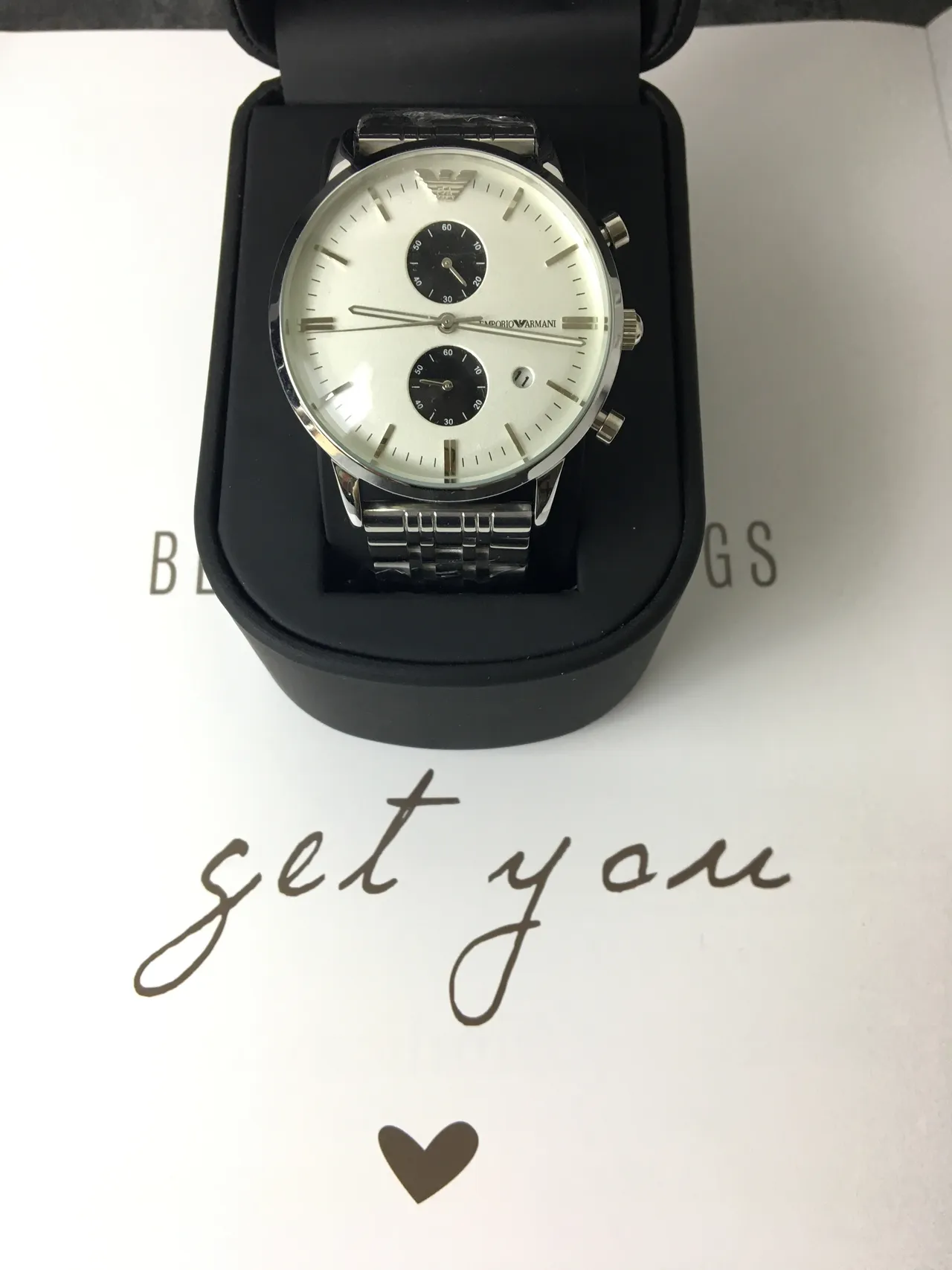 Emporio Armani Cronógrafo Aço Inoxidável Prateado Disco Branco Relógio de Quartzo 3