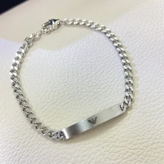 Emporio Armani Logotipo de águila Cadena Curb Pulsera ID