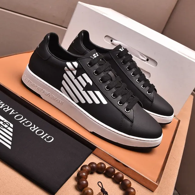 Emporio Armani Logo Sneaker काली और सफेद लाइफस्टाइल स्नीकर 7