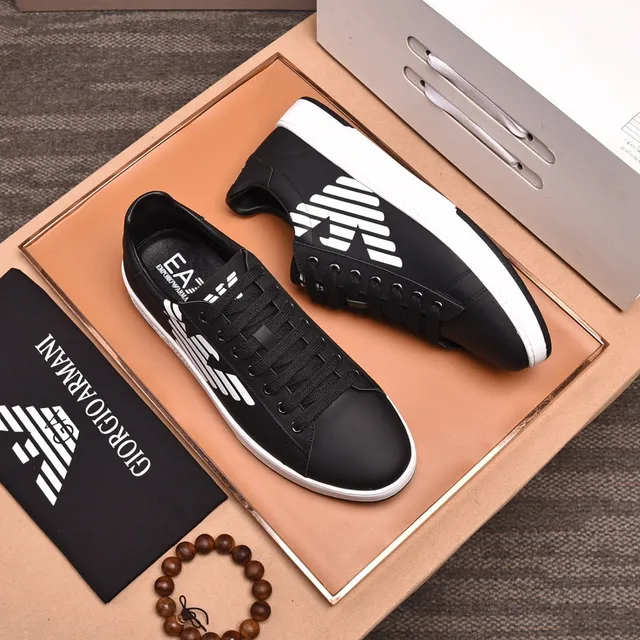 Emporio Armani Logo Sneaker काली और सफेद लाइफस्टाइल स्नीकर 8