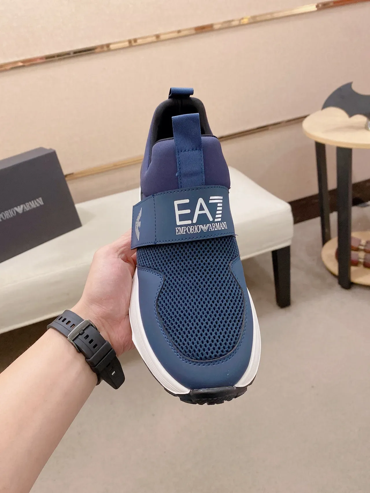 Emporio Armani Navy Blue Slip-On Lifestyle Sneakers 2