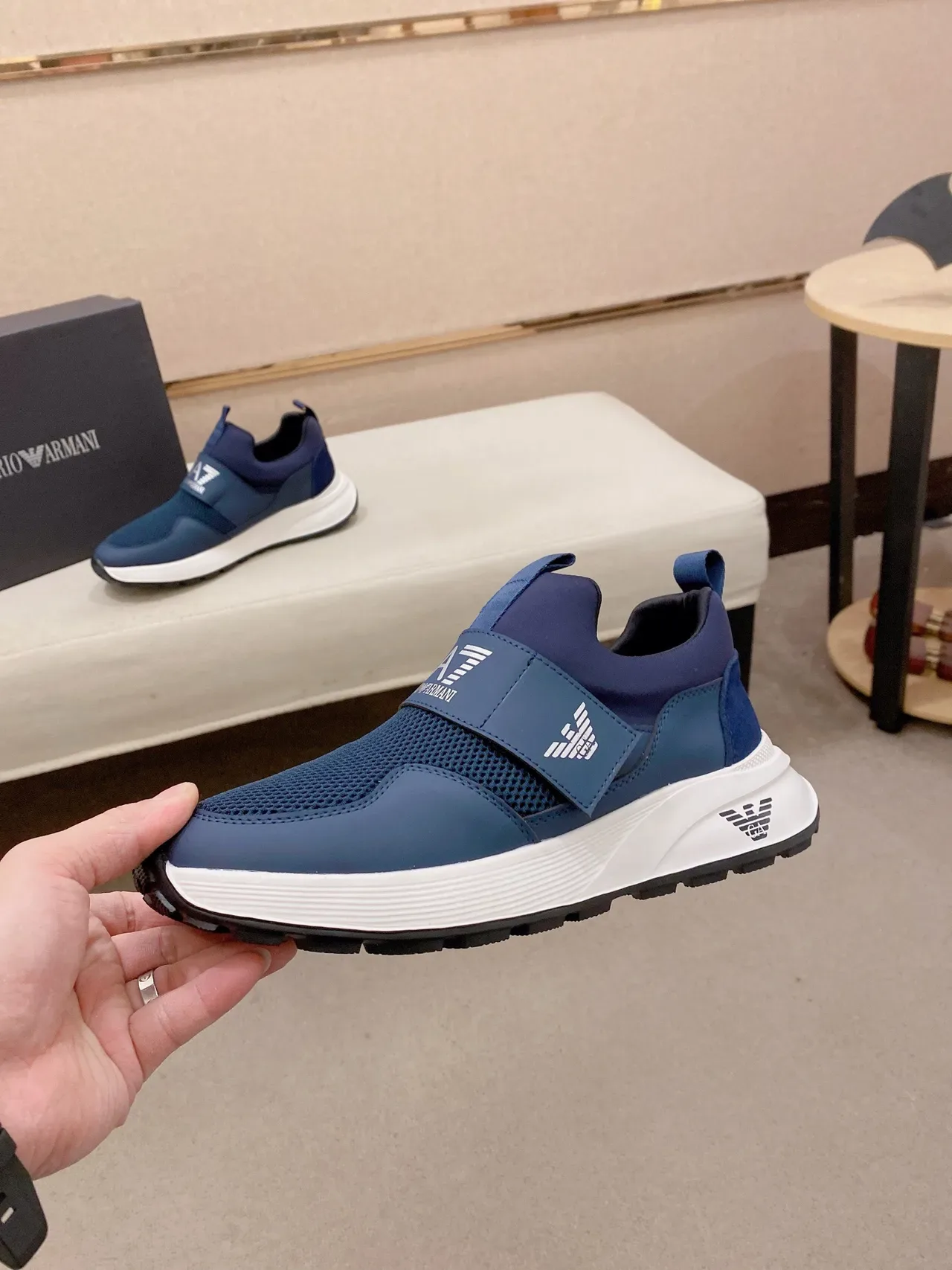 Emporio Armani Navy Blue Slip-On Lifestyle Sneakers 3