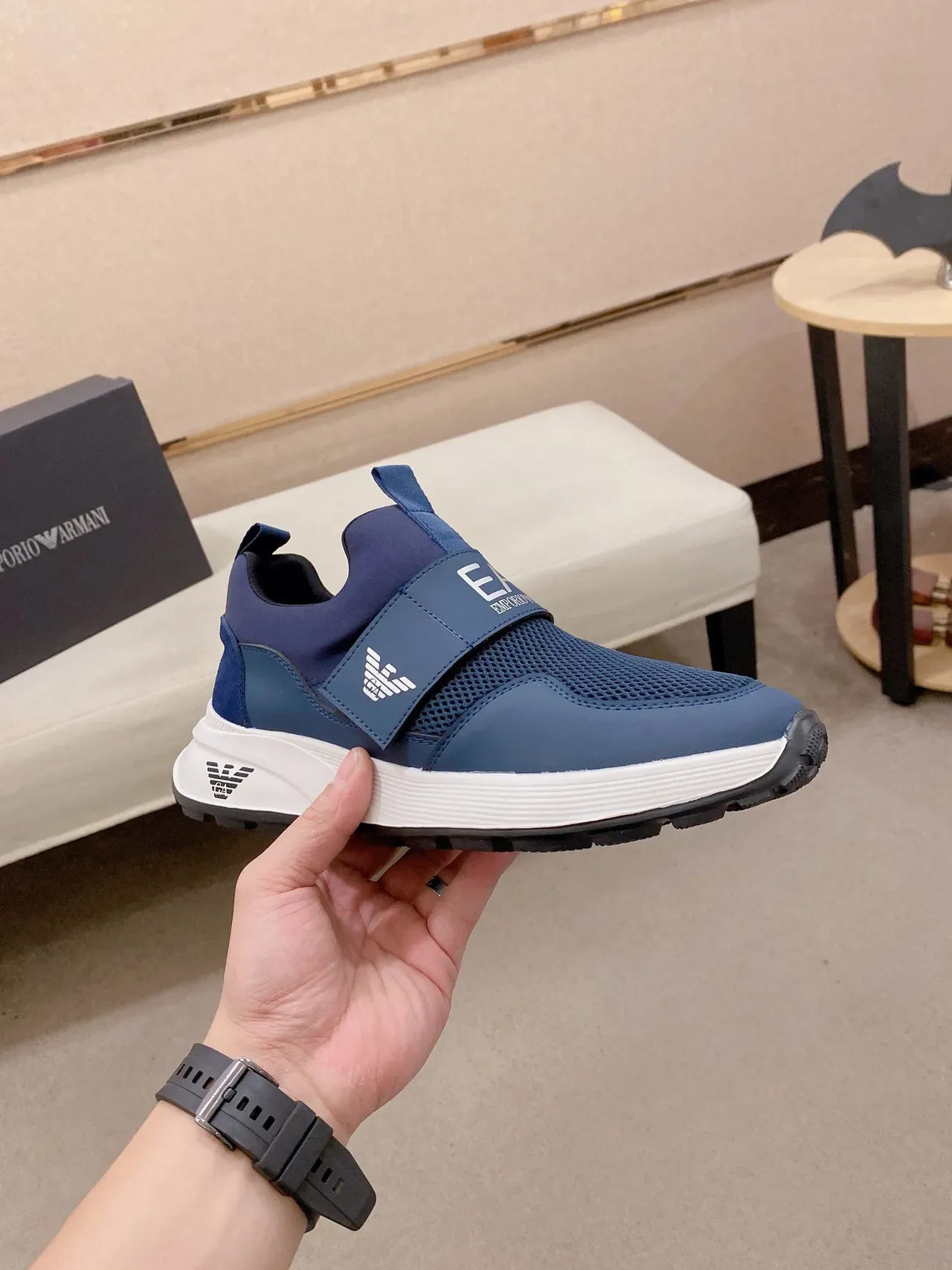 Emporio Armani Navy Blue Slip-On Lifestyle Sneakers 4