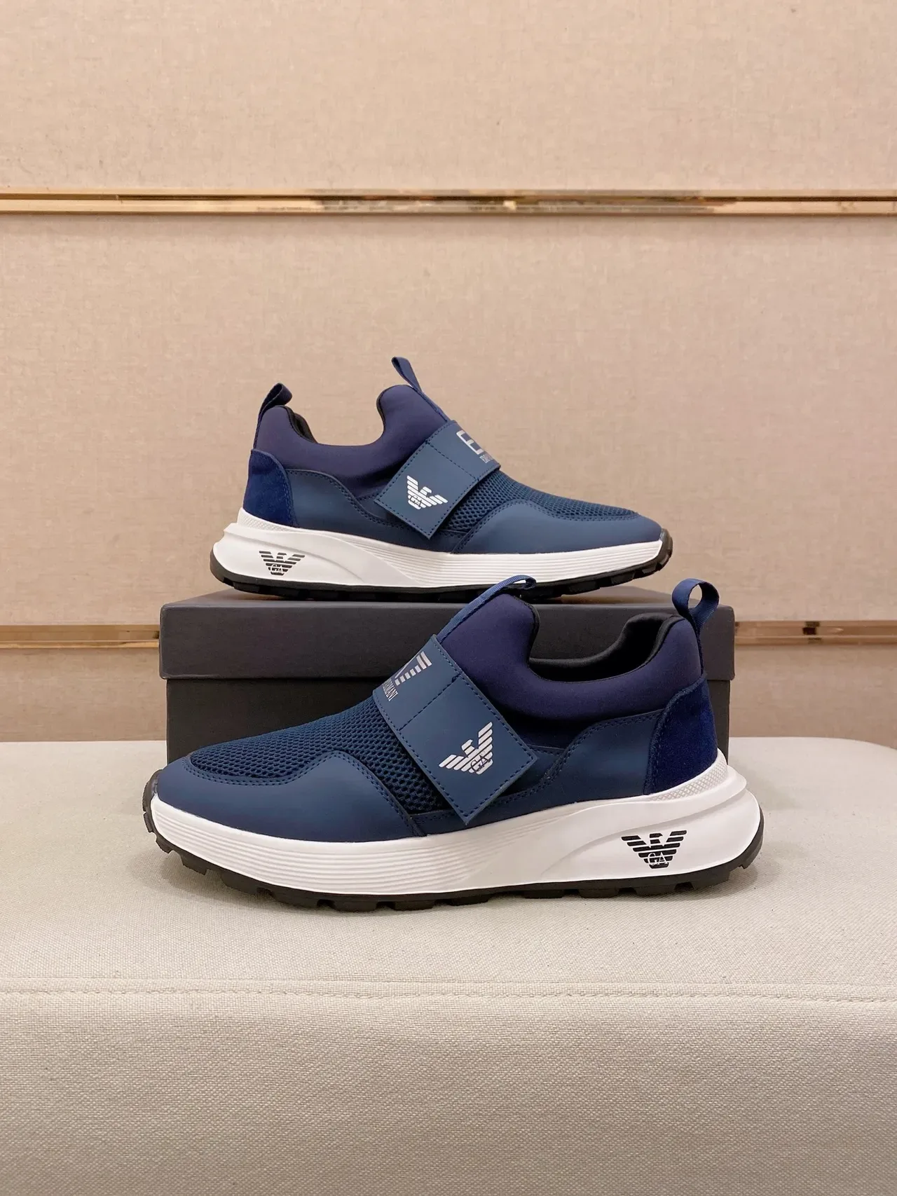 Emporio Armani Navy Blue Slip-On Lifestyle Sneakers 7