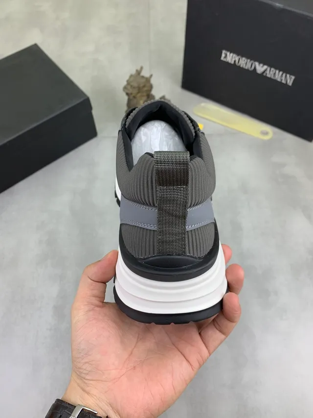 Emporio Armani Slip-On Malha Acanalada Cinza Tênis Lifestyle 3