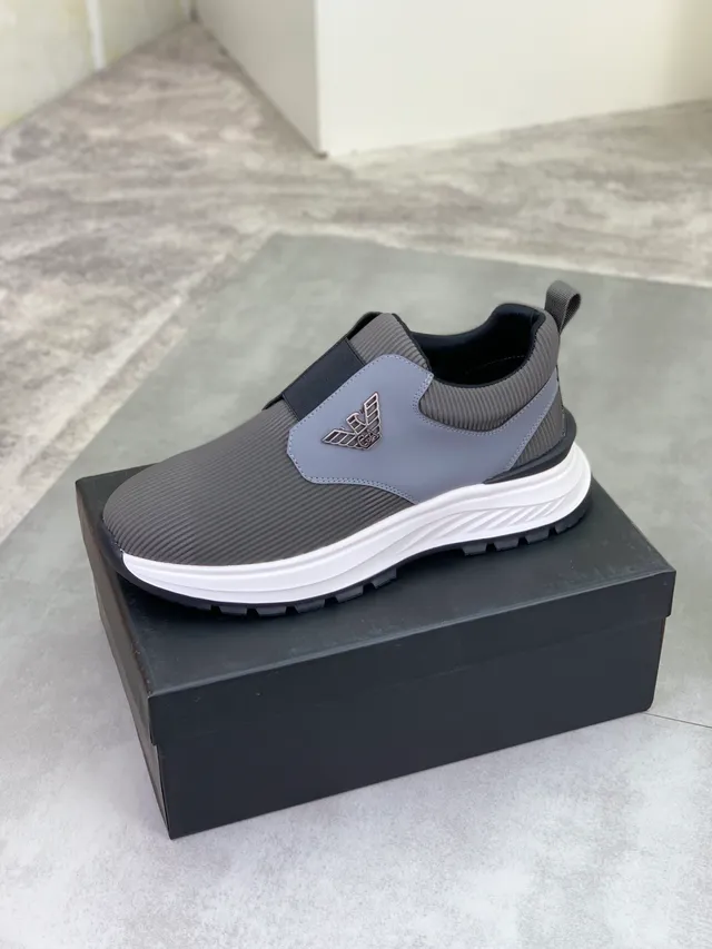Emporio Armani Slip-On Malha Acanalada Cinza Tênis Lifestyle 4