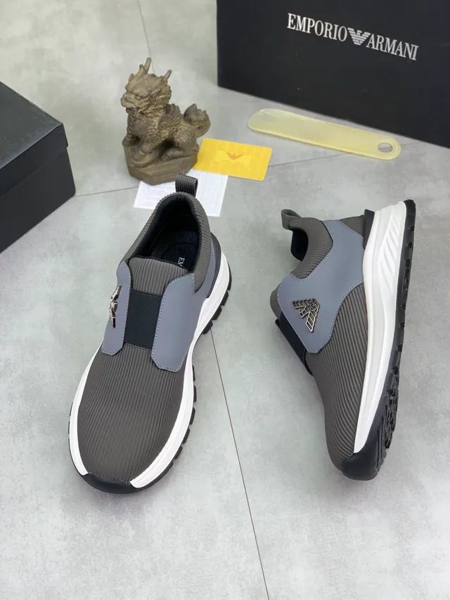 Emporio Armani Slip-On Malha Acanalada Cinza Tênis Lifestyle 5