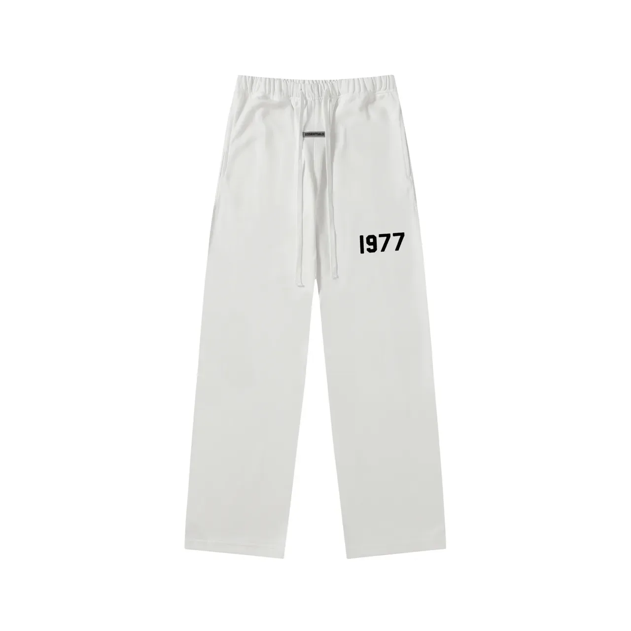 Fear of God Essentials 1977 White Black Relaxed Fit Elastic Waistband Sweatpant 2