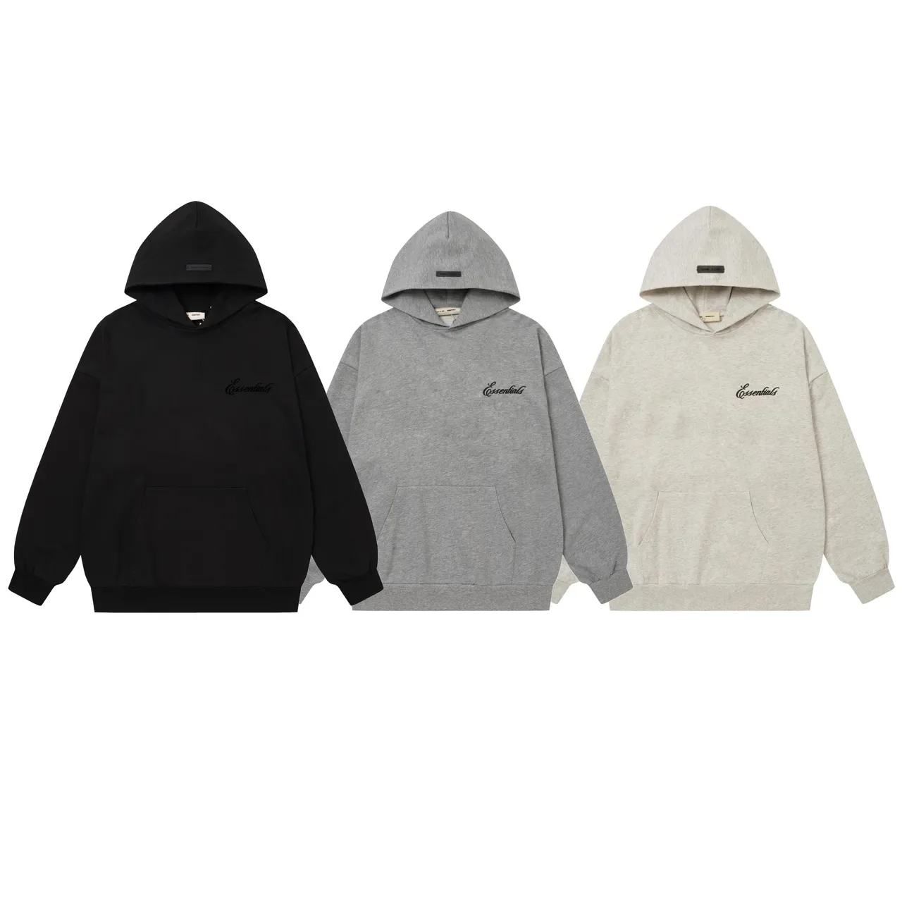Fear of God Essentials Gray Black Oversized Fit Minimalist Embroidery Hoodie 2