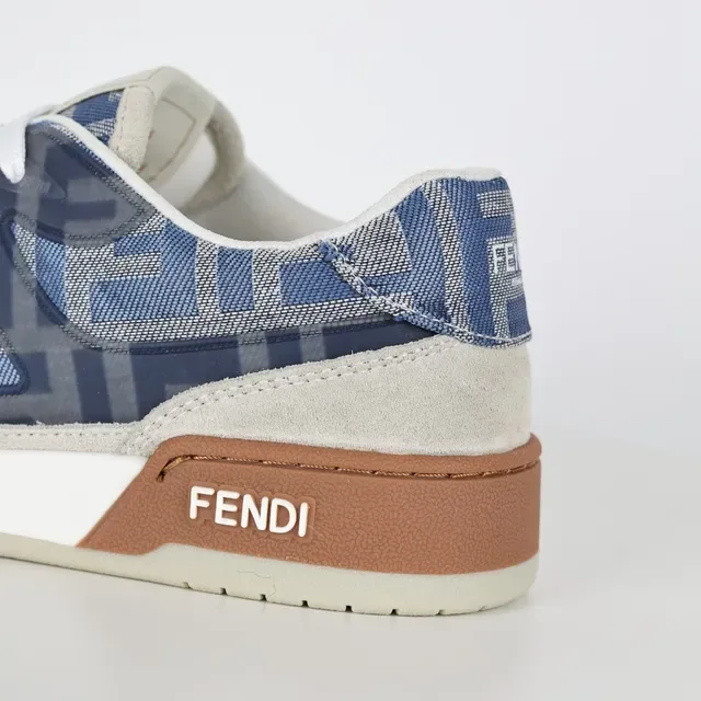 Fendi بيج أزرق حذاء أسلوب حياة بانوهات منسوجة Monogram مع طبقة علوية من مواد مختلطة 4