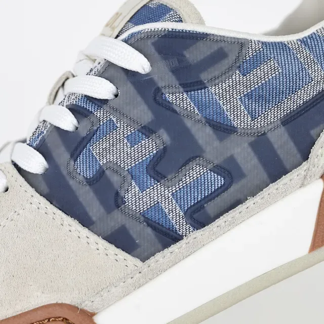 Fendi بيج أزرق حذاء أسلوب حياة بانوهات منسوجة Monogram مع طبقة علوية من مواد مختلطة 6