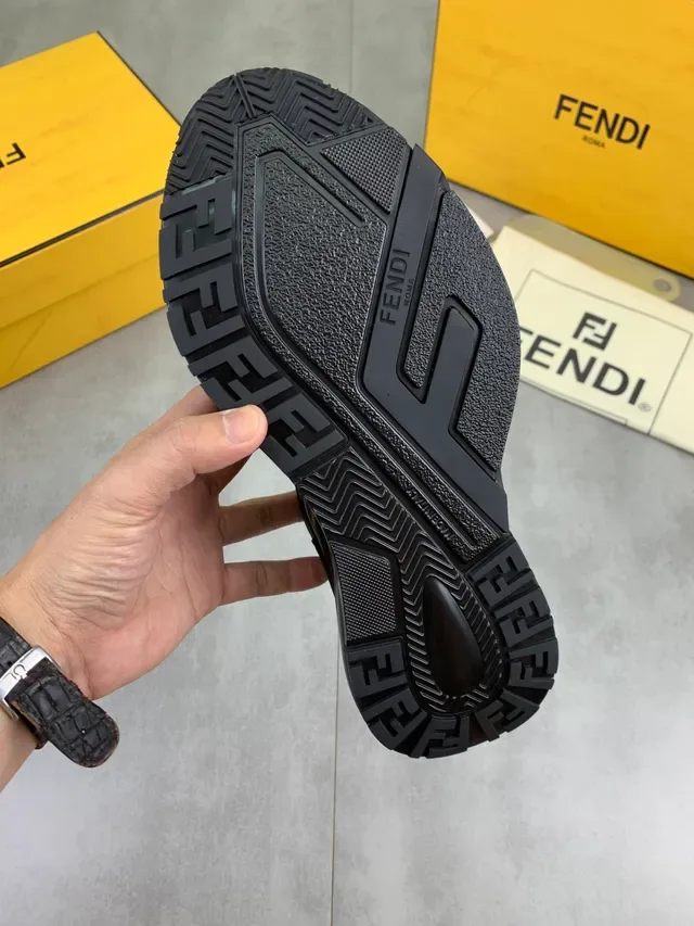 Fendi Black Yellow FF Monogram Canvas Neoprene Overlays Chunky Sneakers 2