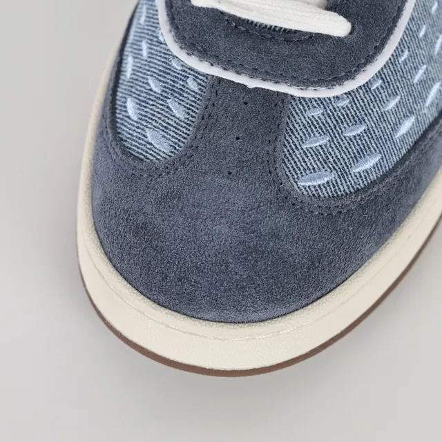 Fendi Zapatillas lifestyle upper híbrido denim-suede azul beige panel logo FF blanco 5