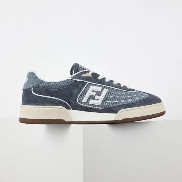 Fendi Zapatillas lifestyle upper híbrido denim-suede azul beige panel logo FF blanco 7