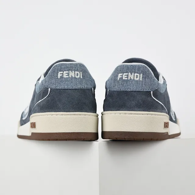 Fendi Zapatillas lifestyle upper híbrido denim-suede azul beige panel logo FF blanco 8