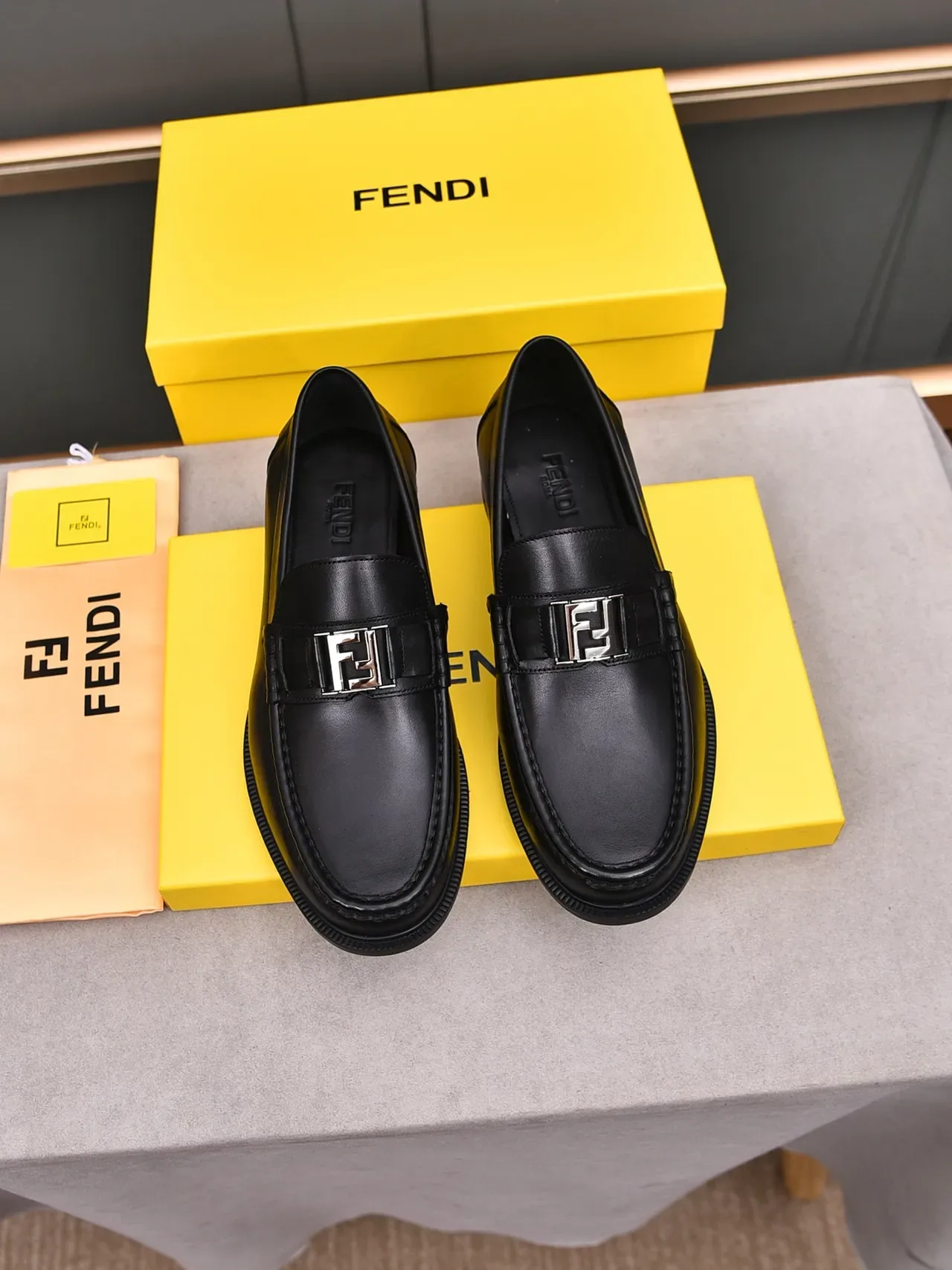 Fendi FF Loafer Black Leather Penny Loafer 2