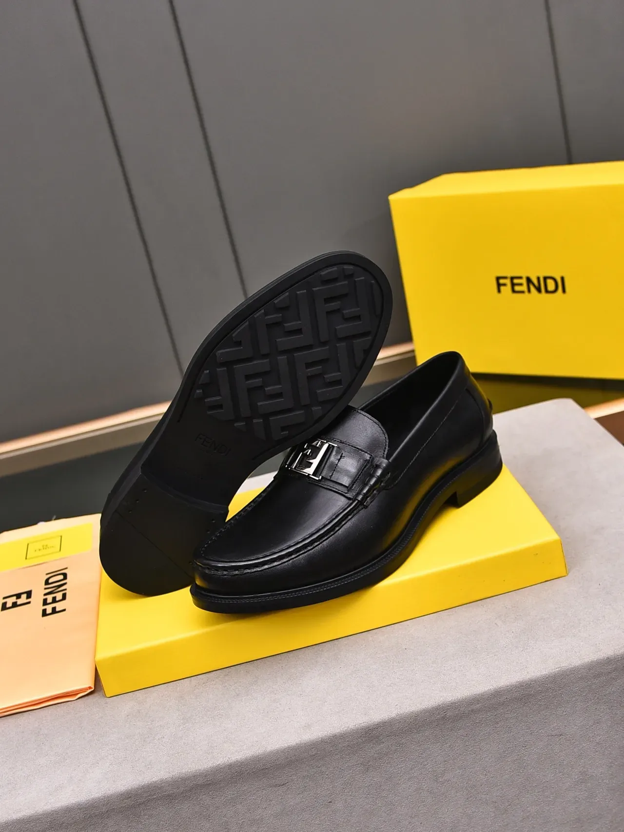Fendi FF Loafer Black Leather Penny Loafer 4