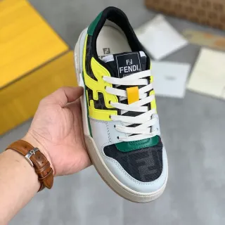 Fendi First Monogrammed Fabric and Leather Lifestyle Sneakers