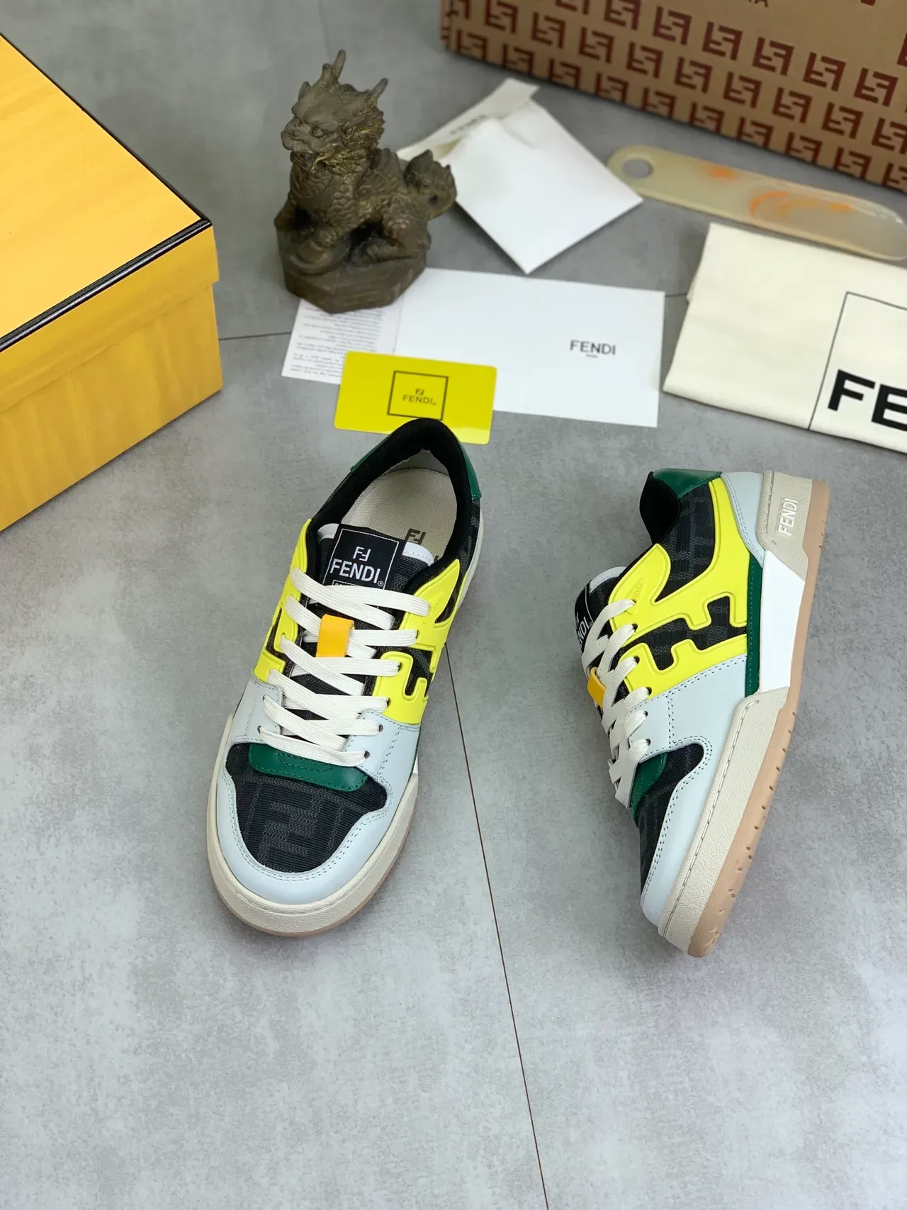 Fendi First Monogrammed Fabric and Leather Lifestyle Sneakers 6