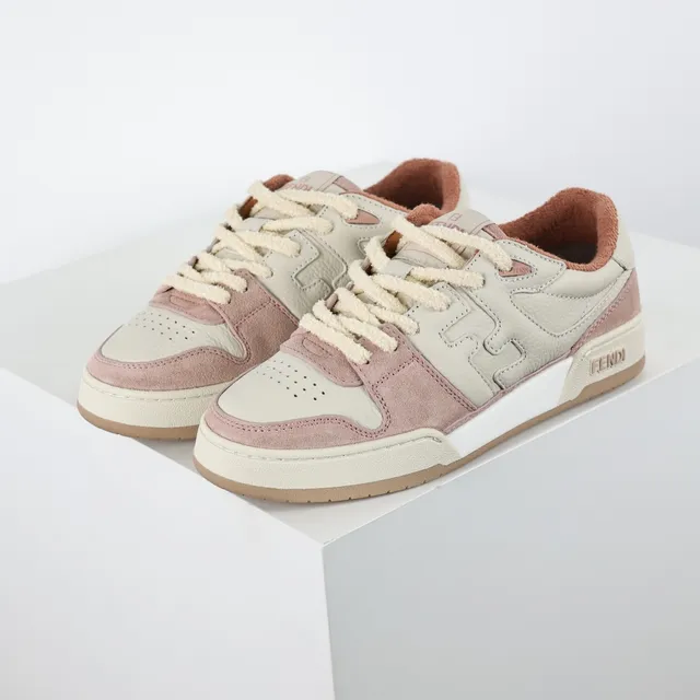 Fendi Lifestyle Sneaker গোলাপি বেইজ স্তরযুক্ত স্যুড এবং চামড়া উপরের প্যাডেড কলার লাইফস্টাইল স্নিকার্স 2