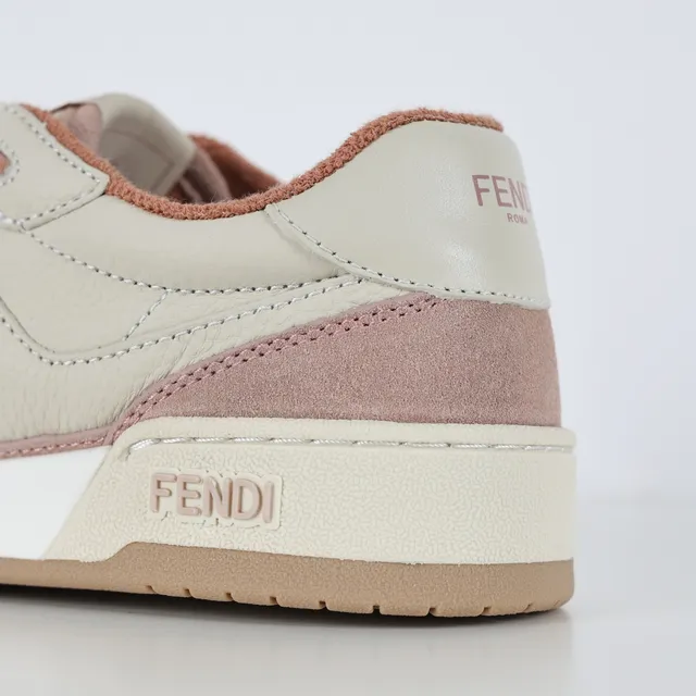 Fendi Lifestyle Sneaker গোলাপি বেইজ স্তরযুক্ত স্যুড এবং চামড়া উপরের প্যাডেড কলার লাইফস্টাইল স্নিকার্স 4