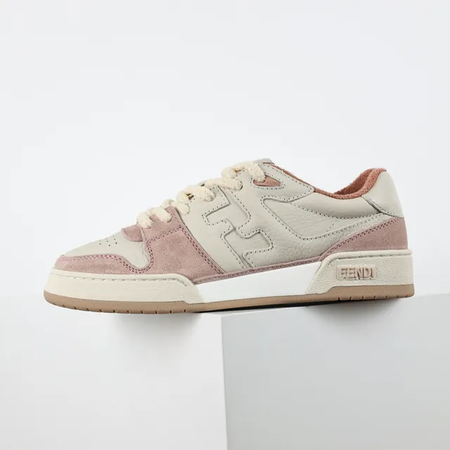 Fendi Lifestyle Sneaker গোলাপি বেইজ স্তরযুক্ত স্যুড এবং চামড়া উপরের প্যাডেড কলার লাইফস্টাইল স্নিকার্স 9