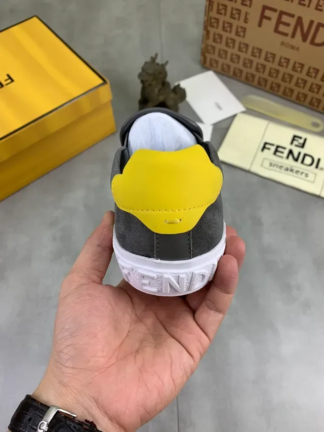 Fendi Monster Sneaker Gray and Yellow Suede Lifestyle Sneakers 3