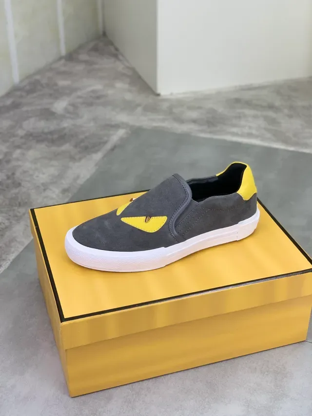 Fendi Monster Sneaker Gray and Yellow Suede Lifestyle Sneakers 4
