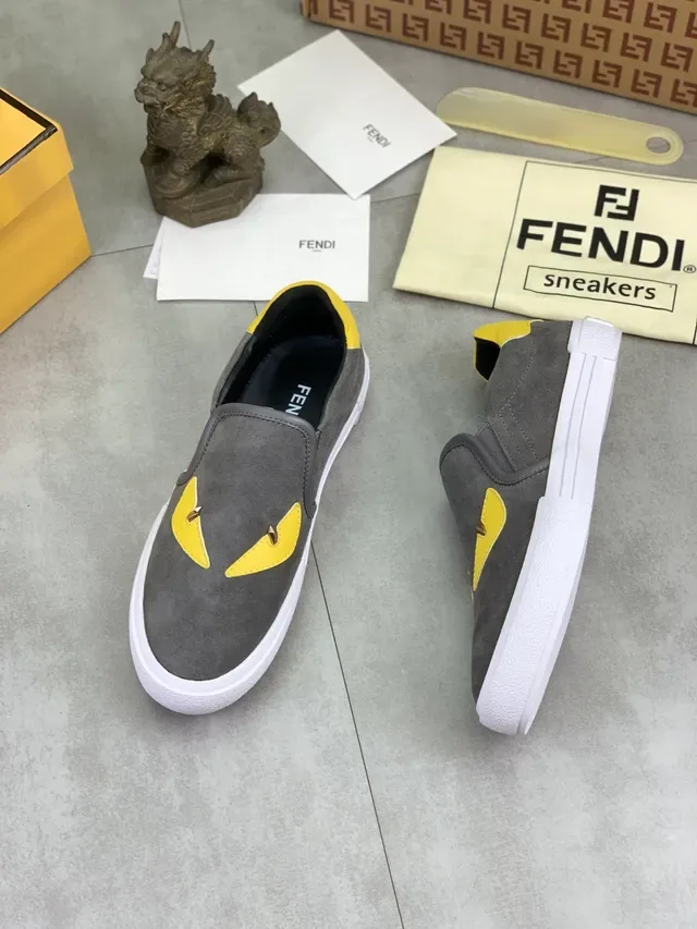 Fendi Monster Sneaker Gray and Yellow Suede Lifestyle Sneakers 5