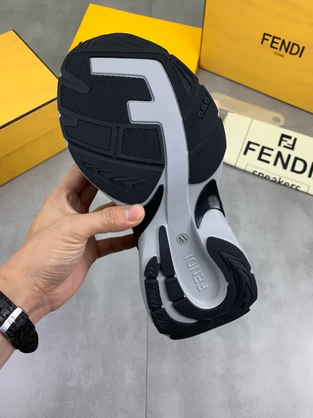 Fendi Runner Gray and Red Plaid Chunky Sneakers 2