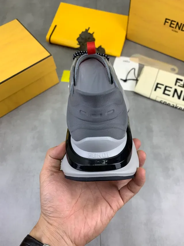 Fendi Runner Gray and Red Plaid Chunky Sneakers 3