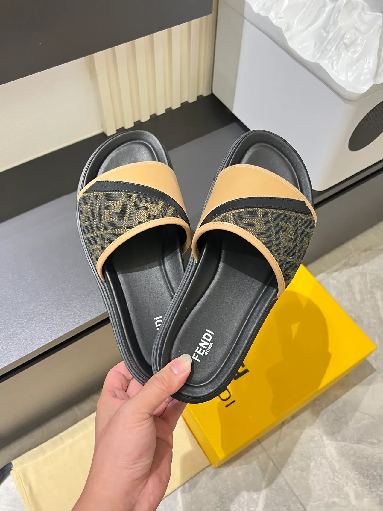 Fendi Slide Monogram Strap Chunky Platform Slippers 3