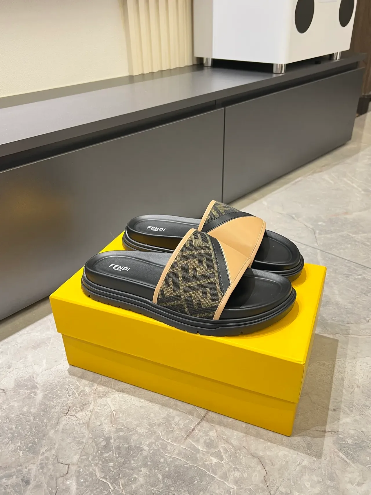 Fendi Slide Monogram Strap Chunky Platform Slippers 8