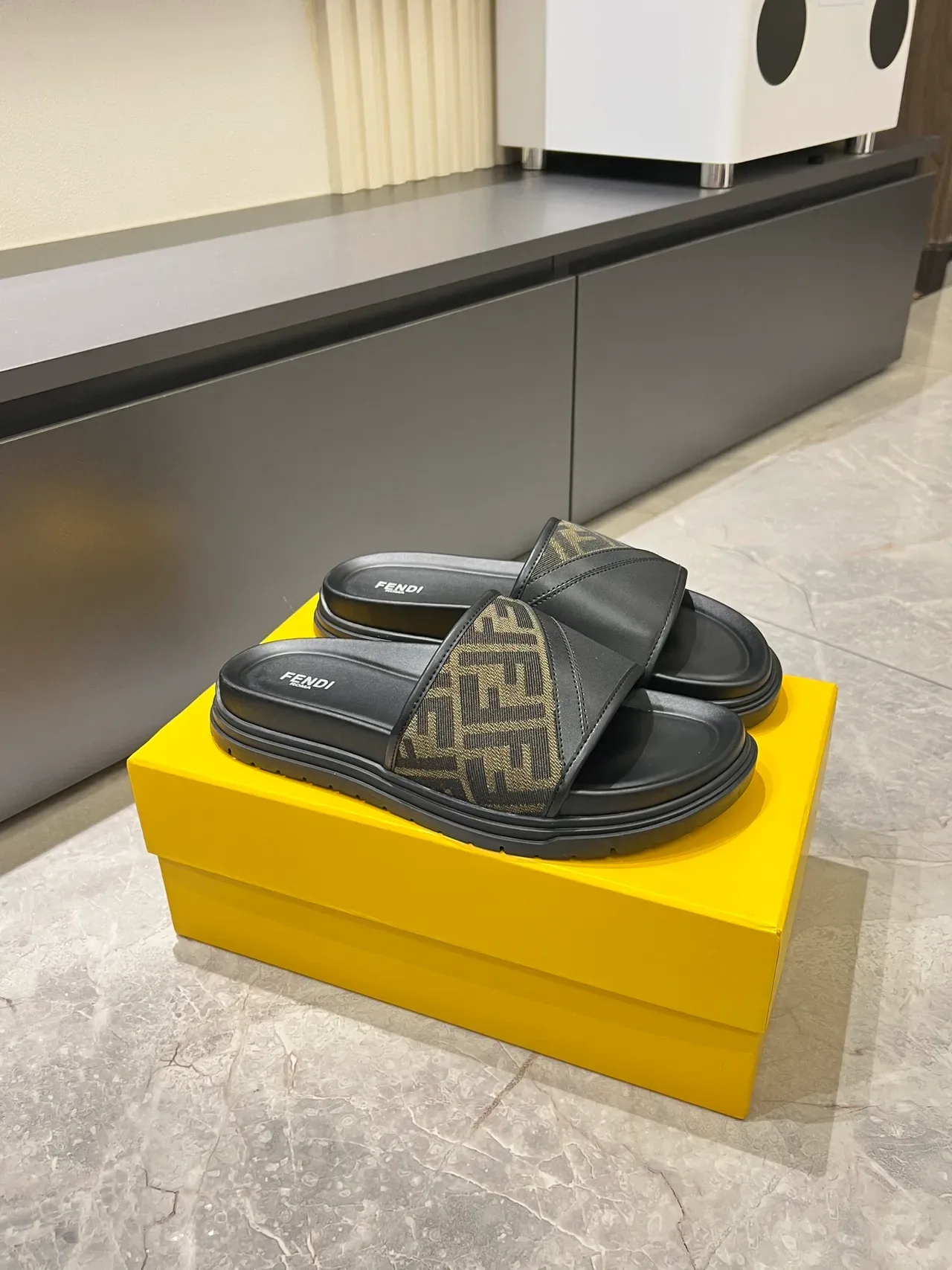 Fendi Slide Monogram Strap Chunky Platform Slippers 9