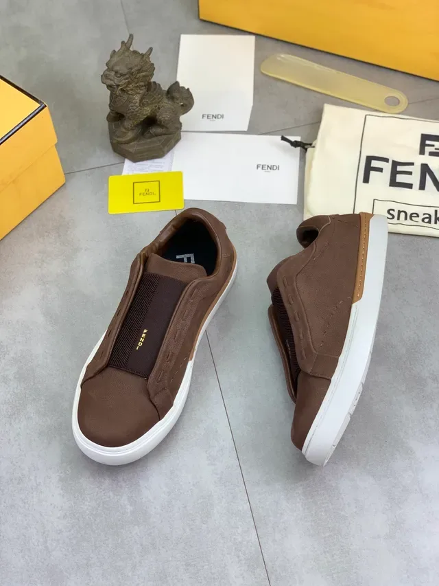 Fendi Slip-On Sneaker Brown and White Lifestyle Sneakers 5