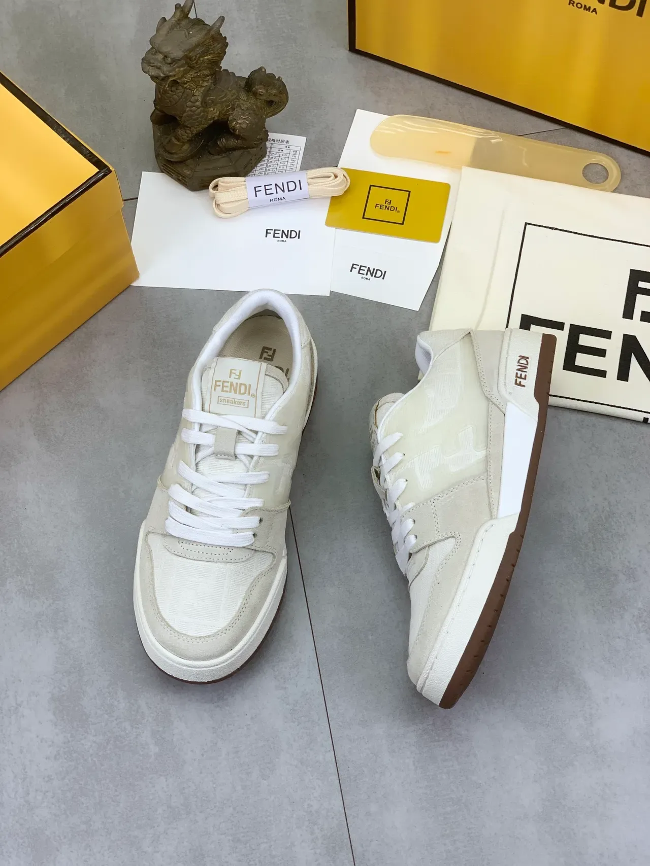 Fendi Off-White و Beige أحذية رياضية Lifestyle 5