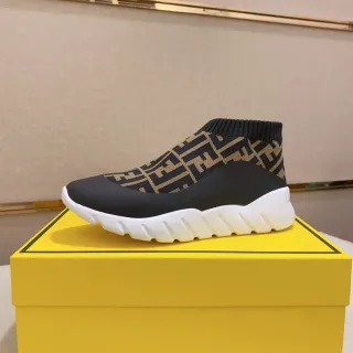 Fendi Speed Trainer काला भूरा FF Monogram चंकी स्नीकर्स