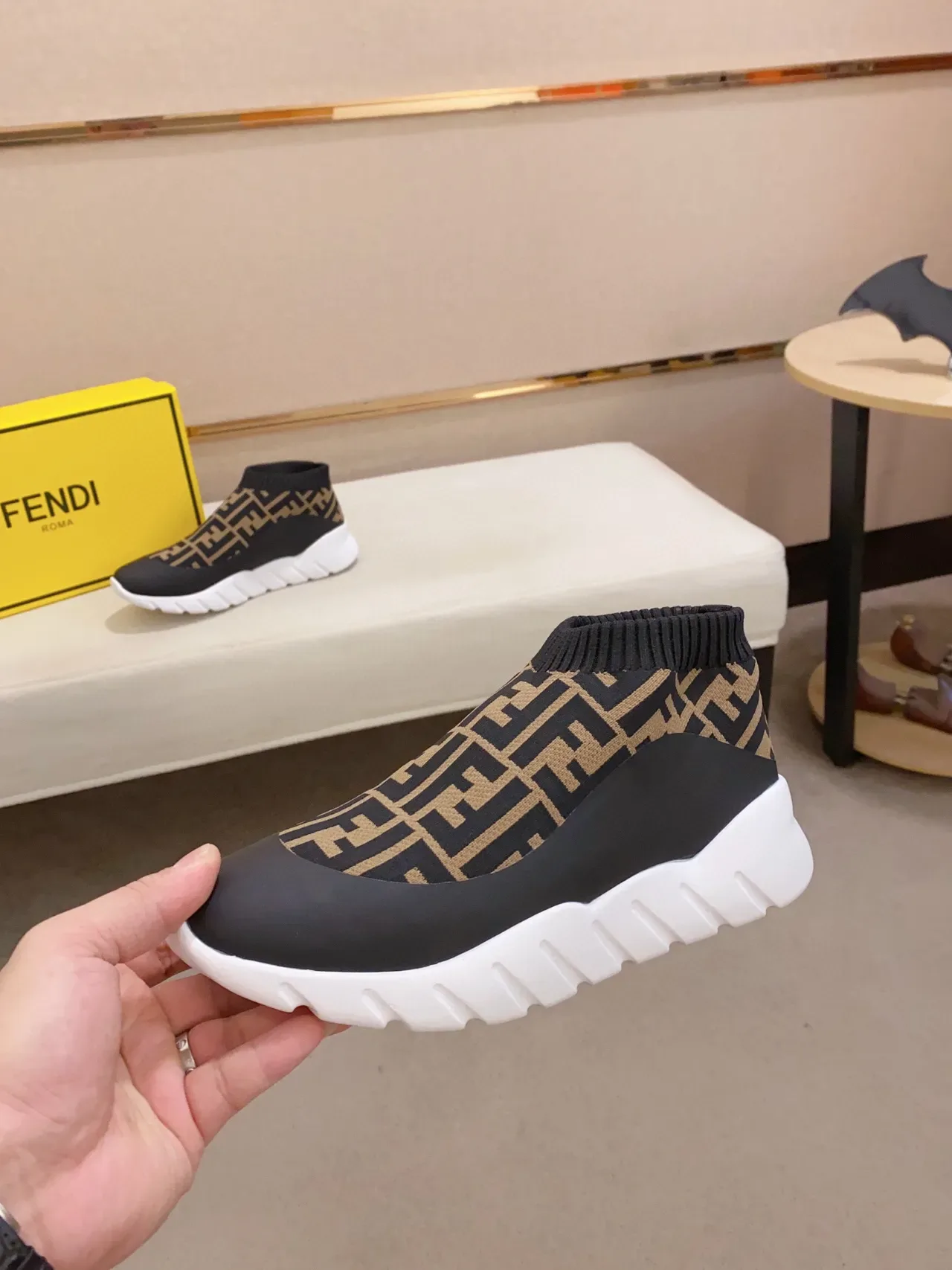 Fendi Speed Trainer Black Beige FF Monogram Chunky Sneakers 8