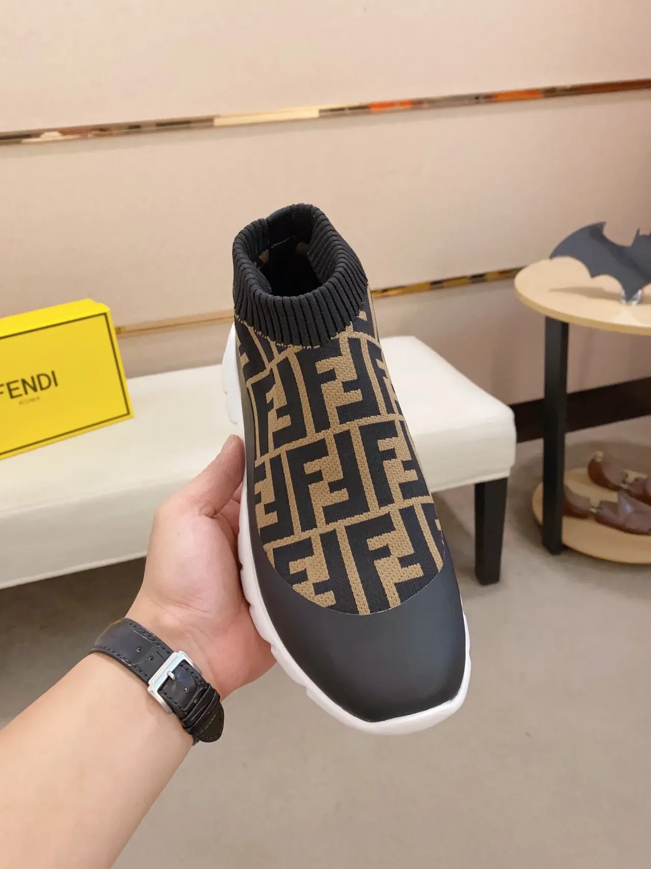 Fendi Speed Trainer Black Beige FF Monogram Chunky Sneakers 9