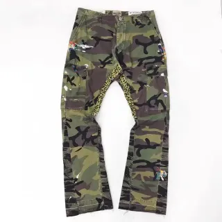 Gallery Dept Camouflage Paint-Splattered Deconstructed Cargo Pants