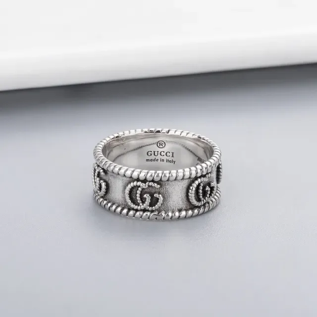 Antiqued Silver Scroll Motif Rope-Edge Ring 9