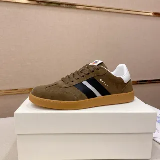 BALLY Brown Beige Suede Upper Gum Rubber Sole Sneakers
