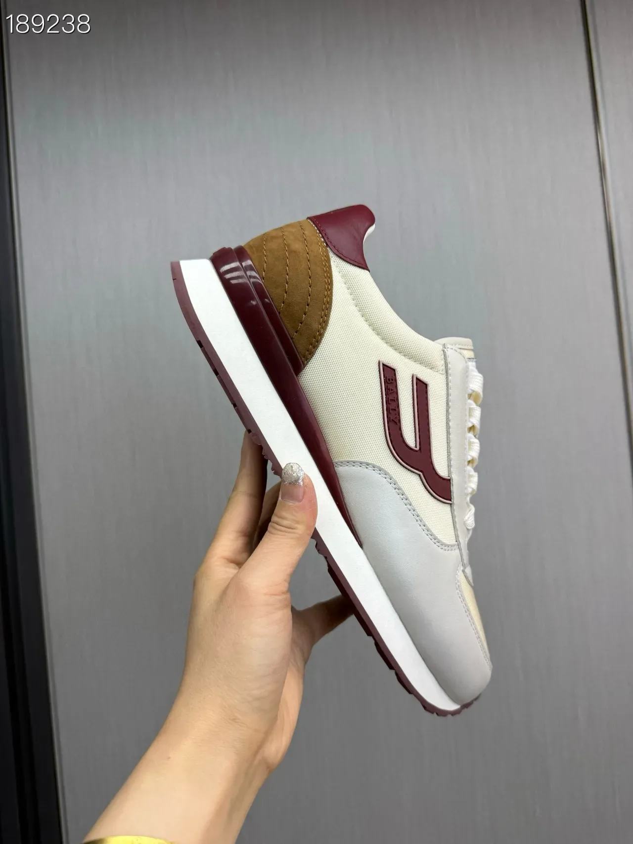 Bally U-Logo Runner Off-White and Burgundy Lifestyle Sneakers 6