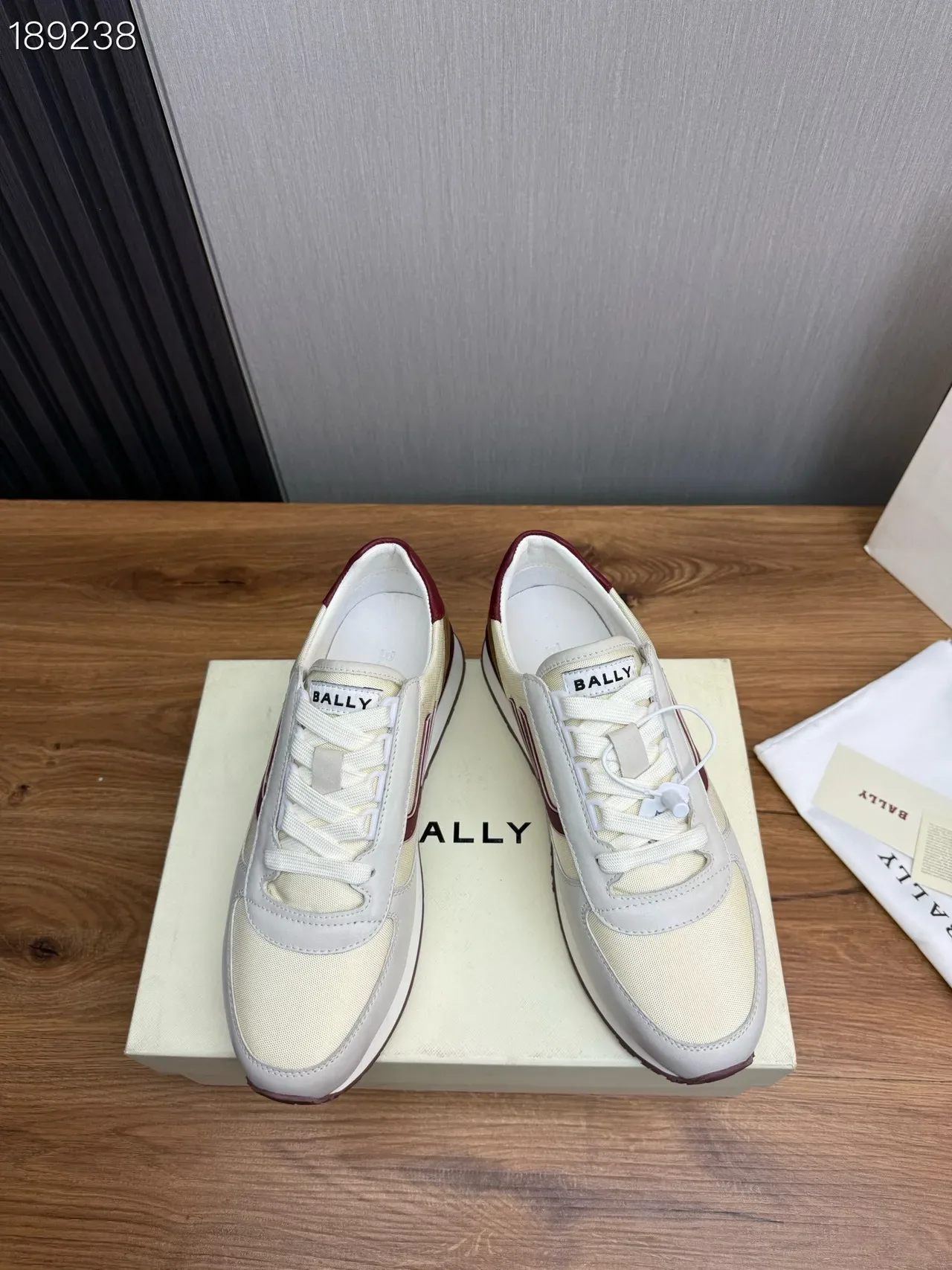 Bally U-Logo Runner Off-White and Burgundy Lifestyle Sneakers 7