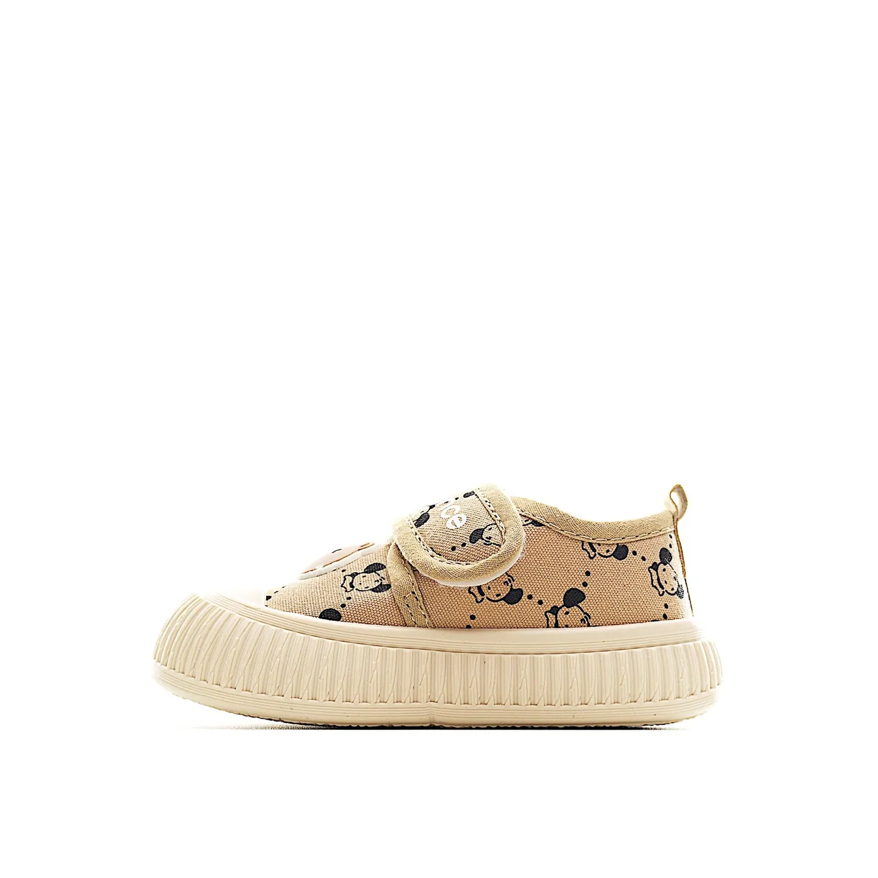 Zapatos Beige Negro Low-Top con Correa Velcro de Lona 5